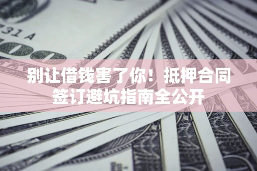 武汉别让借钱害了你！抵押合同签订避坑指南全公开